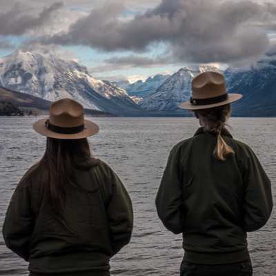 Park rangers and mountains